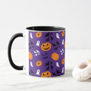 Caneca Esfregões de abóboras do Halloween morcegos divert