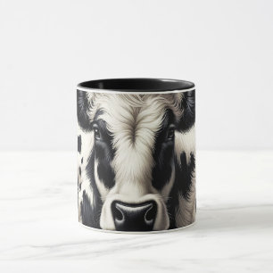Caneca Esmalte de Vaca Preto e Branco Pelo Peludo