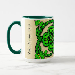 Caneca Esmeralda Verde Sem Costura Trevo de Quatro Folhas