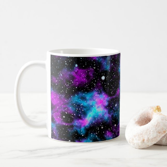Caneca Espacial da Galáxia Azul e Púrpura (Com Donut)