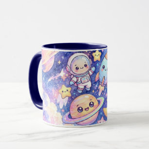 Caneca Espacial de Astronauta Fofo e Planetas