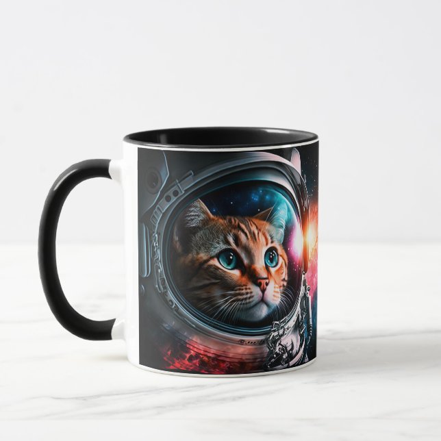 Caneca Espaço Engraçado Astronauta Gatinho Galáxia Univer (Esquerda)