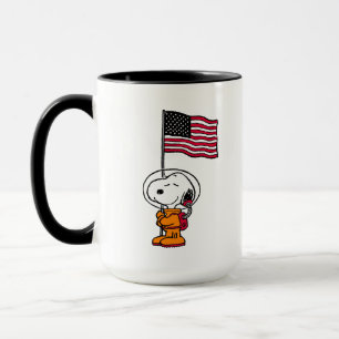 Caneca ESPAÇO   Snoopy Com Astronauta De Bandeira