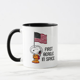 Caneca ESPAÇO   Snoopy Com Astronauta De Bandeira