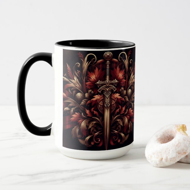 Caneca Espada Célula Vermelha e Bronze Escocês (Com Donut)