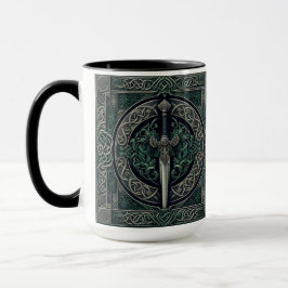 Caneca Espada Verde Celta e Prata