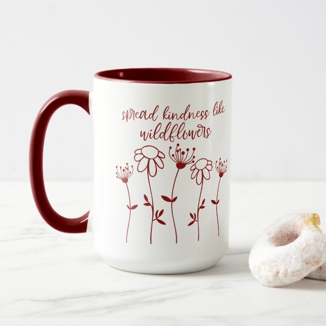 Caneca Espalhar gentileza como flores silvestres (Com Donut)