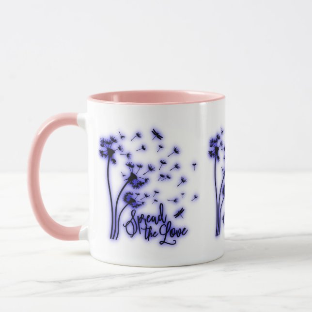 Caneca Espalhe o Amor Dandelions e Libélulas (Esquerda)