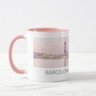 Caneca Espanha Catalunha de Barcelona Skyline Sunset