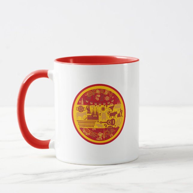 Caneca Espanha com a cultura tradicional e as cores do pa (Esquerda)