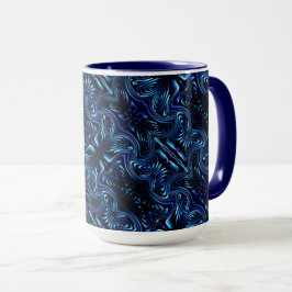 Caneca Espelhamento de flor e borboleta formadas em azul