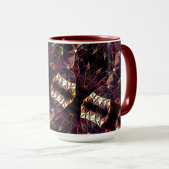 Caneca Espelhamento de triângulos que geram formas estran (Frente Esquerda)
