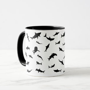 Caneca Espelho de baleia de tubarão-sombra preto e branco