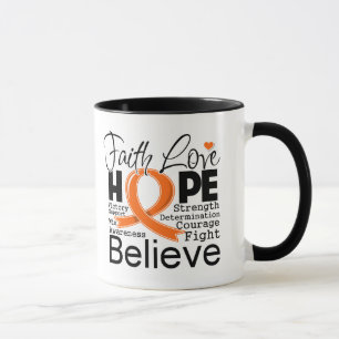 Caneca Esperança tipográfica do amor da fé da leucemia