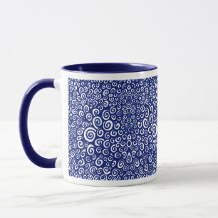 Caneca Espirais - Marinho Azul em Branco