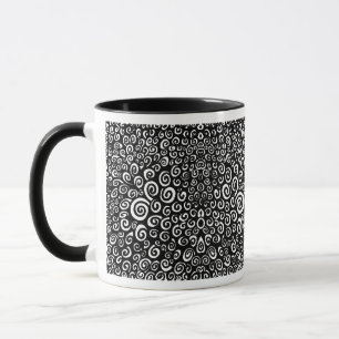 Caneca Espirais - Preto em branco