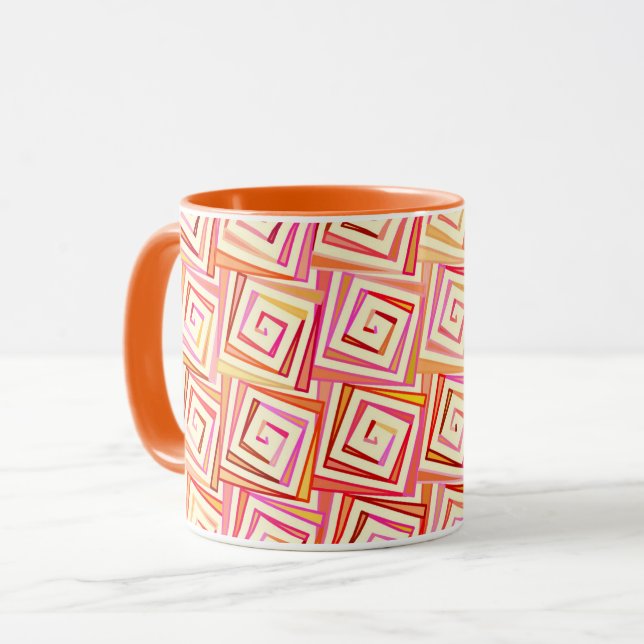 Caneca Espirais quadrados modernos do século médio - vári (Frente Esquerda)