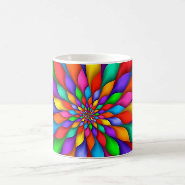 Caneca espiral da flor das pétalas do arco-íris (Centro)