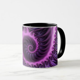 Caneca Espiral De Arte Fractal, Rosa Legal, Viva Abstrato