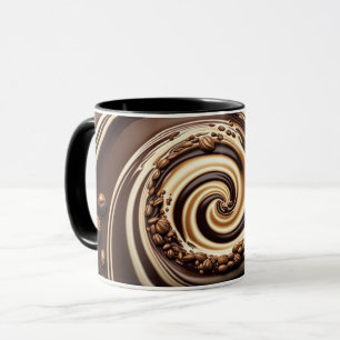 Caneca Espiral de Grão de Café em Tons de Chocolate e Cre