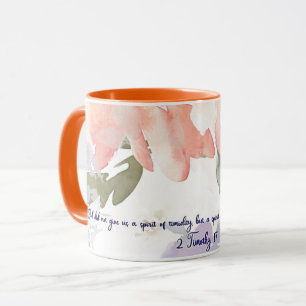 Caneca Espírito de poder aquarela floral Cristã