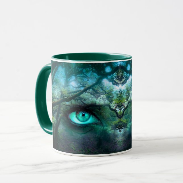 Caneca Espírito divino verde da natureza da floresta da (Frente Esquerda)