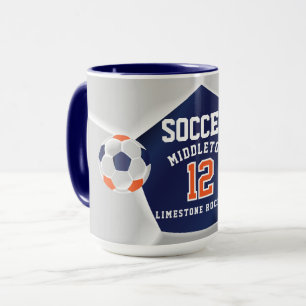 Caneca Esporte de ⚽ Laranja, Azul e Branco