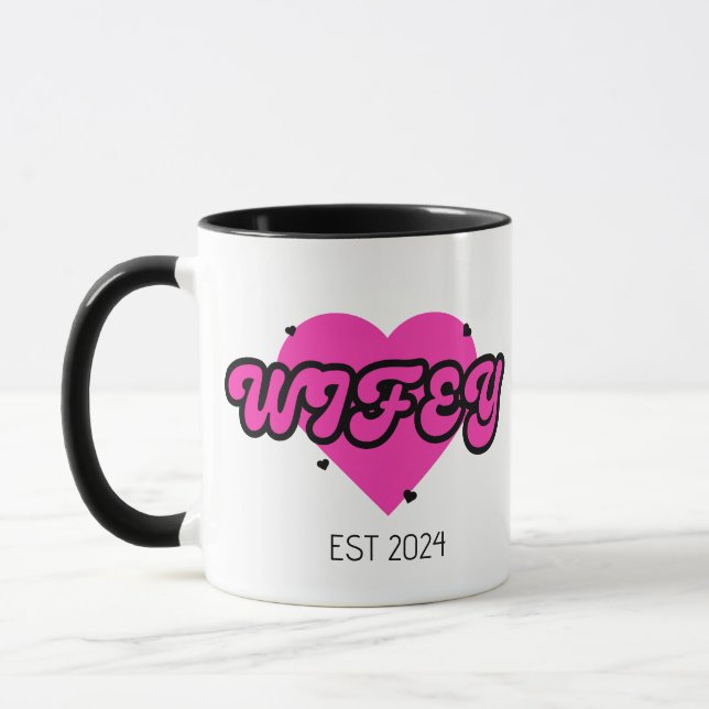 Caneca Esposa caligrafia colorida retrô (Esquerda)