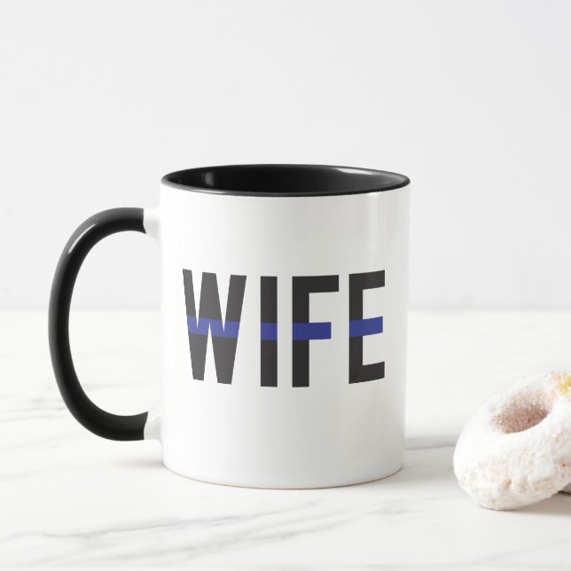 Caneca Esposa da Polícia Thin Blue Line (Com Donut)