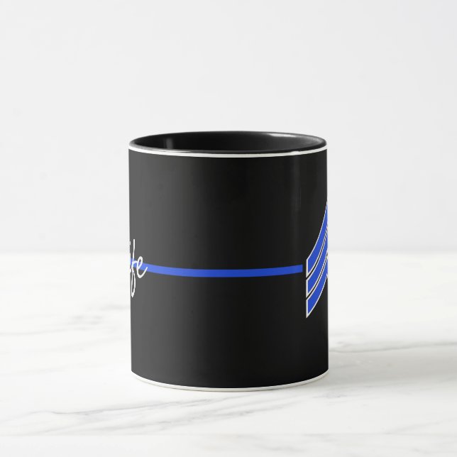 Caneca Esposa LEO de Linha Azul Fino com faixas (Centro)