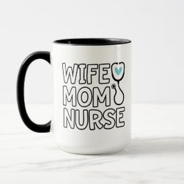 Caneca Esposa Mãe Enfermeira Estetoscópio Coração Vida de