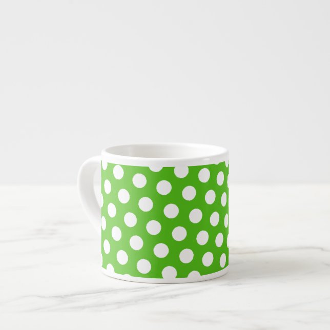 Caneca espresso de café verde bolinhas (Frente Esquerda)
