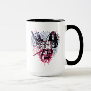 Caneca Esquadrão Suicida   Crachás de Grafite de Garotas-