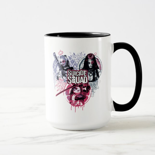 Caneca Esquadrão Suicida | Crachás de Grafite de Garotas- (Direita)