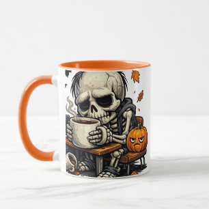 Caneca Esqueleto Bebe Cerveja de Outono