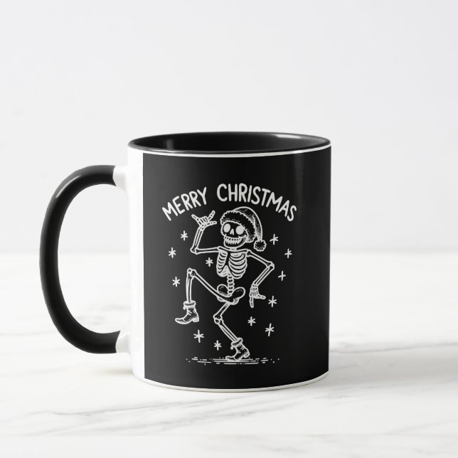 Caneca Esqueleto de dança de Natal Feliz (Esquerda)