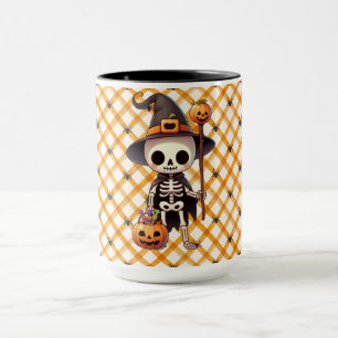 Caneca Esqueleto de Halloween fofo e caprichoso