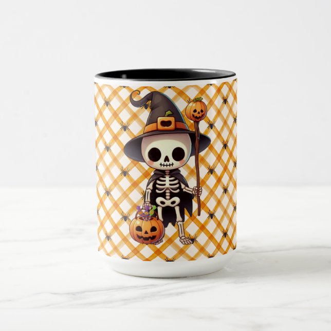 Caneca Esqueleto de Halloween fofo e caprichoso (Centro)