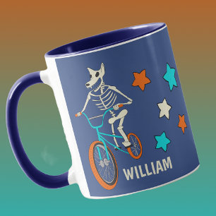 Caneca Esqueleto de Lobisomem em Bicicleta BMX Personaliz
