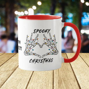 Caneca Esqueleto de Natal Spooky Amor Vibes Vermelho Spoo