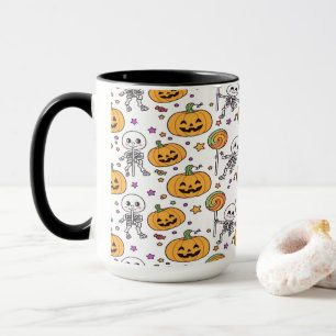 Caneca Esqueleto Fofo Divertido Para o Halloween