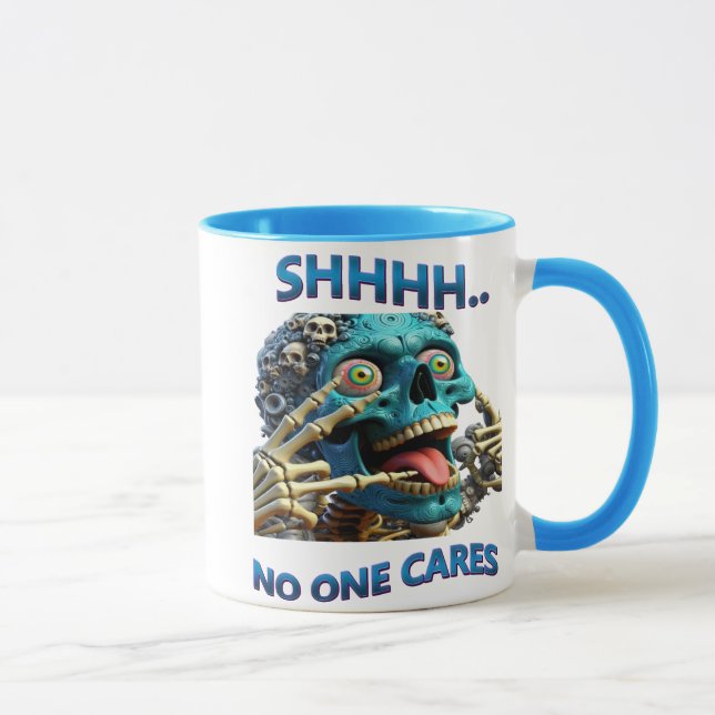 Caneca Esqueleto Silencioso: Shhh, Ninguém Se Preocupa (Direita)