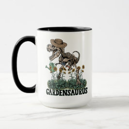Caneca Esqueleto T-Rex Engraçado no Jardim