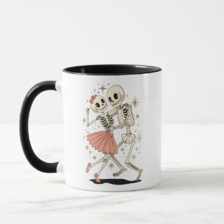 Caneca Esqueletos de dança do Halloween, Esqueleto Retro