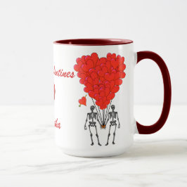 Caneca Esqueletos góticos engraçados e Namorados cardíaco