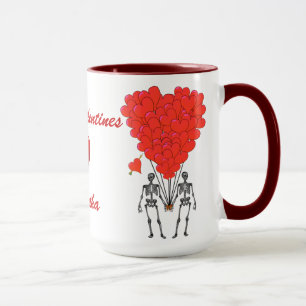 Caneca Esqueletos góticos engraçados e Namorados cardíaco