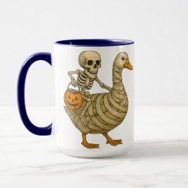 Caneca Esqueletrizando Mamãe Goose Halloween Engraçado Pu