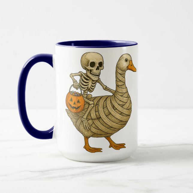 Caneca Esqueletrizando Mamãe Goose Halloween Engraçado Pu (Esquerda)