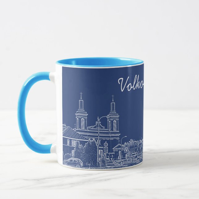 Caneca Esquema da Arquitetura de Volkovysk na Bielorrússi (Esquerda)