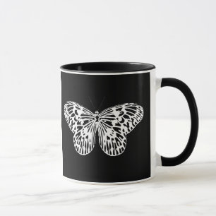 Caneca Esquema da borboleta, branco e preto